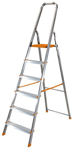 Scala domestica 7 gradini pioli in alluminio portata 150kg Eurodomus E7/N Altezza CM210