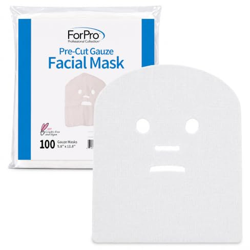 ForPro Pre-Cut Gauze Facial Mask, 100ct, 100% Cotton, Vegan & Cruelty-Free