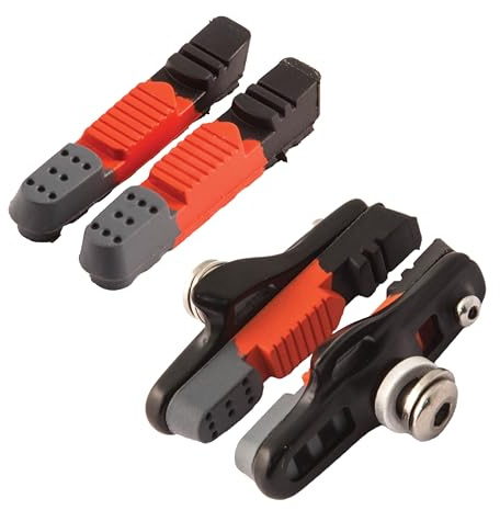 Clarks Cycle Systems Road Elite Triple Compound Interchangeable Cartridge Brake Pads, Plus Extra Replacement All-Weather Cartridge Pad Inset & Retaining Pins, 55mm, Black