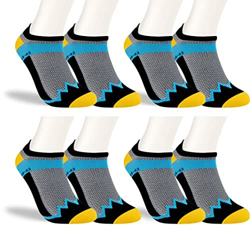 RS. Harmony | Damen & Herren Klettersocken Rotpunkt, guter Sitz und keine nassen Füße im Kletterschuh, Hygiene in der Kletterhalle | 4 Paar | schwarz/gelb/blau | 35-38