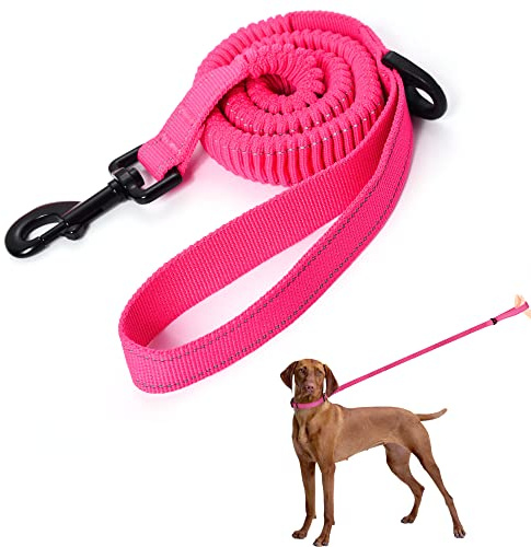 Mile High Life | Bungee Dog Leash | Gentle Pull Training Lead | Soft Comfort Texture | 3-5 Feet | for Dogs/Cats Under 20 lb (Pink)
