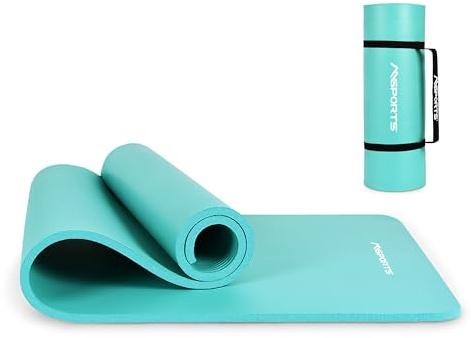MSPORTS Tappetino da ginnastica Premium con tracolla + poster per esercizi + app per allenamento, tappetino fitness delicato sulla pelle, 190 x 80 x 1,5 cm, acquamarina, tappetino da yoga senza