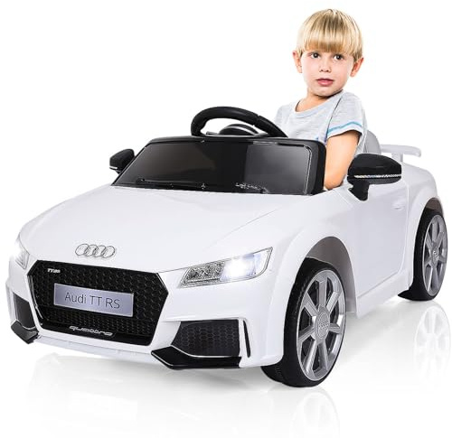 COSTWAY 12V Audi Coche Infantil con Control Remoto de 2,4G,Coche Eléctrico de 3 Velocidades 2,5-5 km/h MP3, Música, Bocina y Luces LED Vehículo Juguete para Niños de 37 a 96 Meses (Blanco)