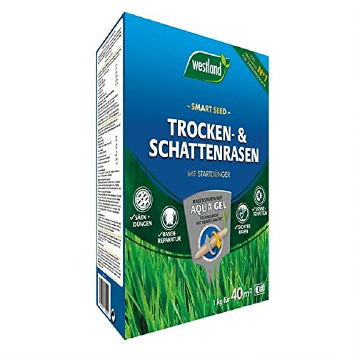 Westland Smart Seed Rasensamenmischung, 1 kg, 40 m² – Gras-Saat für Trocken- und Schattenrasen