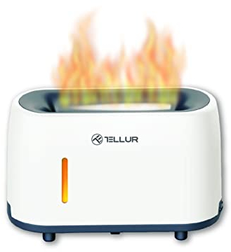 TELLUR Flame Ultraschall-Diffusor für Atherische Öle, Aroma Diffuser für Ätherische Öle, Fernbedienung, 240 ml, Fammenförmiges LED-Licht (Weiß)