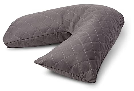 Charlotte Andersen Orthopaedic V Pillow with Pillowcase. Non Allergenic Quilted Cushioning Head, Neck & Back Support Pillow (V PILLOW WITH QUILTED PILLOWCASE, CHARCOAL)