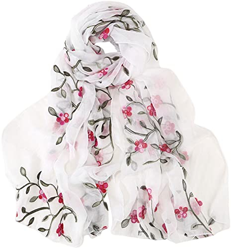 prinfantasy Halstuch Damen Schal mit Eleganter Blumenkleid und Langer Fransen Leichter Hochwertiger Warme Weich Baumwolle Schals M1706002