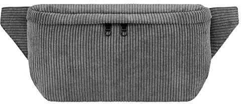 PP-Berlin Große Cord Bauchtasche Damen & Herren Grau handmade & vegan - Hippe Gürteltasche Made in Germany mit 3 Fächern, Für Freizeit & Alltag, Tragbar als Crossbody Bag