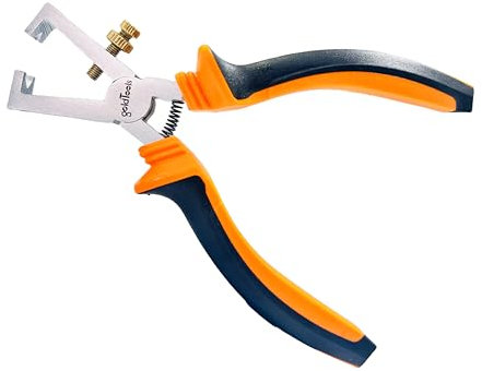 GOLDTOOLS Pince à Dénuder Electricien Isolée 170 mm, Vis de Réglage, Poignée Ergonomique Bi-Matière (Pince à dénuder 0-5mm)