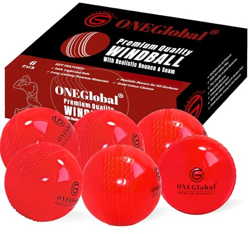 ONEGlobal Pelotas de críquet suaves de Windball de alta calidad, duraderas, suaves, con verdadero rebote y swing, ideales para práctica en exteriores e interiores, entrenamiento y diversión familiar