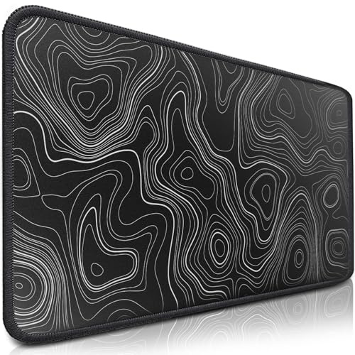 Sidorenko Tappetino per mouse da gaming, XXL, nero, grande, 350 x 260 mm, antiscivolo, per gaming e ufficio, bordi senza frange, grande pad preciso e durevole, maxlvl