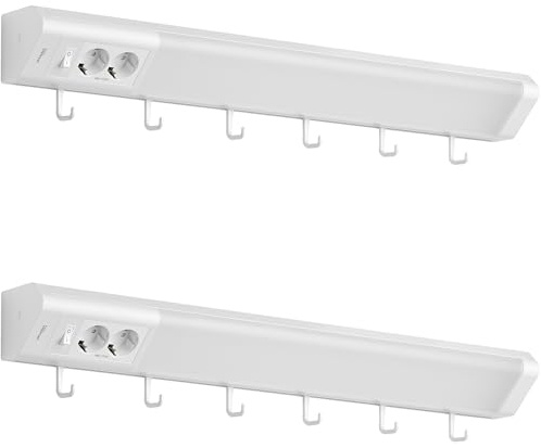 Oktaplex 2-pack Talin underskåp kök med sockel 76 cm 230 V köksbelysning varmvit 3 000 Kelvin 1635 lm 14,8 W LED med strömbrytare vit