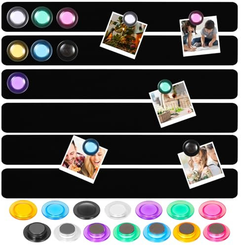 Magnetic Board Strip Stainless Iron Bulletin Bar Board 6PCS Self Adhesive Memo Board Frameless Wall Whiteboard Strip with 20PCS Magnet for Home Office Fridge Photo Wall