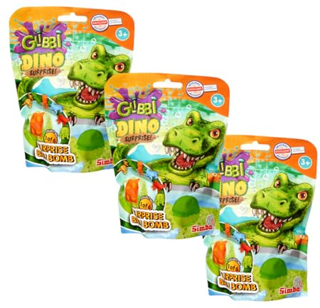 Glibbi Dino Surprise, confezione da 3 bombe da bagno con assortimento casuale, giocattolo per vasca da bagno a partire dai 3 anni in su