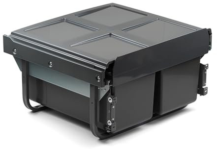 Handle & Home 600mm Integrated Kitchen Bin Door Fix Under Sink Cupboard 2 x 18L Waste Recycle