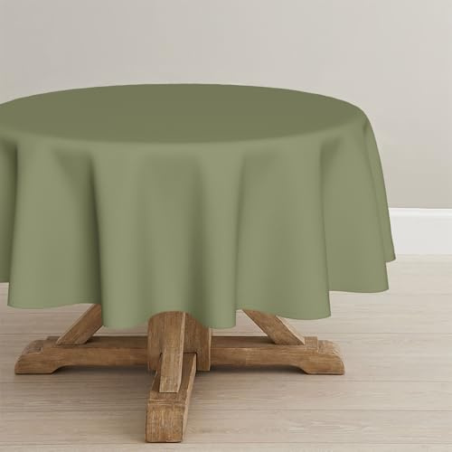 Artoid Mode Farngrün Fleckschutz Leinenoptik Tischdecke Rund 140 cm, Leinendecke Tischtuch Abwaschbar Tischwäsche Küche Party Dekor