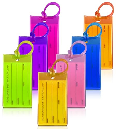 SUNNIFLY Etiquetta Maleta Viaje, Identificador de Maletas en PVC, Etiquetas para Maletas，Anti - pérdida, Impermeable, Escribible [7 Colores]