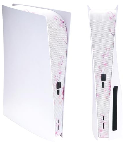 PlayVital Rete Antipolvere per ps5 Console Disc & Digital, Cover Copertura Filtro Polvere & 12 Tappi in Silicone, Accessori Protettivi Traspiranti per ps5 Console (Non per Slim/Pro), Fiori di Ciliegio