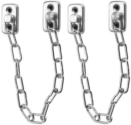 WOONEKY 2 piezas Cerradura de Cadena de Acero Inoxidable para Puertas y Ventanas Protección Antirrobo y Seguridad Infantil de Resistente y Duradero para Hogar Hospitales y Oficinas