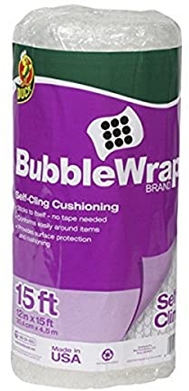 Duck Brand 280055 Luftpolsterfolie, selbstklebend, originale Luftpolsterfolie zum Verpacken, Versand, und Umzug, transparent, 30,5 cm x 4,8 m