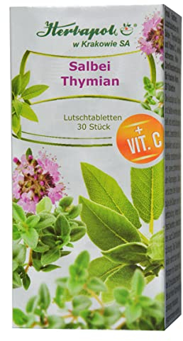 Salbei, Thymian Lutschtabletten 30 St. Halsschmerzen, Erkältung, Kinder ab 6 Jahren, halstabletten hustenstiller halsspray, ohne Zucker