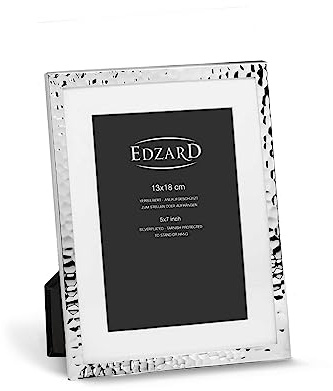 EDZARD Cadre photo Fano pour photos 13 x 18 cm, avec passe-partout, argenté noble, résistant au ternissement