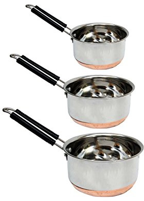 ROYAL SAPPHIRE Cookware Set - Sauce Pan Small, Medium, Large. - Copper Bottom - Stainless Steel - Multipurpose Sauce Pan with Handle- 3 Pcs. Set. Heavy Gauge
