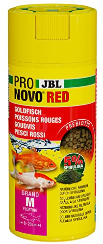 JBL PRONOVO RED GRANO, mangime base per pesci rossi da 8-20 cm, pellet per pesci, dosatore a clic, taglia M, 250 ml