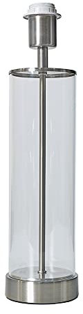 MiniSun | Contemporary Brushed Chrome & Clear Tube Table Lamp Base | Table Lamps, Home Décor & Improvement Essential