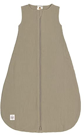 LÄSSIG Baby Sac de couchage d'été sans manches Muslin coton certifié GOTS unisexe/Muslin Sleeping Bag olive, taille 74/80 7-12 mois