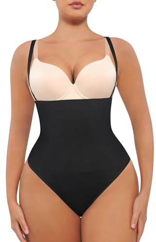 FeelinGirl Thong Shapewear Tummy Control Underwear for Women Black M-L