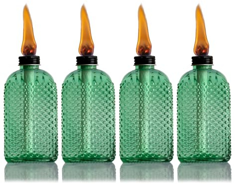 Citronella Torches Outdoor 4 PCS - Tabletop Torches for Patio Garden Deck, Table Torches with Wicks, Outdoor Torch Light for Backyard Party Décor