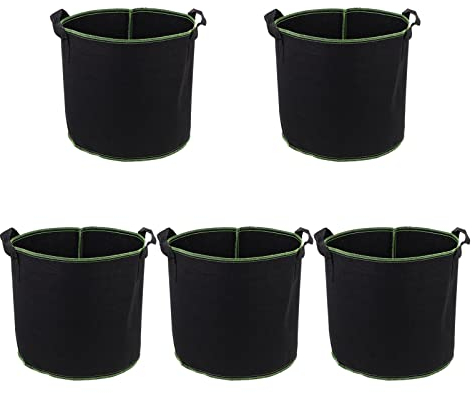 DOITOOL 5 Pack 4 Gallon Plant Grow Bags, Nonwoven Plant Fabric Pots with Handles, Vegetable/Flower/Plant Grow Bags for Nursery Garden Planting