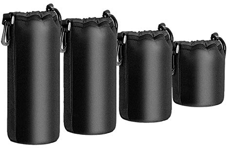 Lobamop 4PCS Camera Case Lens Pouch Set Lens Case Klein Mittel Groß und Extra Groß für DSLR Camera Lens Bag Pouch StoßFest