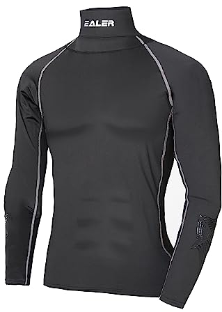 EALER Hockey-Kompressionsshirt mit Nackenschutz, langärmliges Shirt, Shirt für Jungen, L