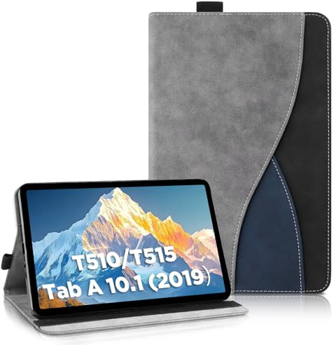 AsWant Hülle Kompatibel mit Samsung Galaxy Tab A 10.1 2019 SM-T510 T515 - Ultradünne Business Tricolor Tablette mit Portemonnaie und Standfunktion Galaxy Tab A hülle (Gray)