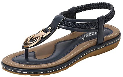 LKRSEEF Pieds Larges Lanières Bouche De Poisson Spartiates Femme Perles Randonnée Séchage Rapide Bohême Nu Pieds Antidérapantes Femme Corde Outdoor Sandales X01 Bleu,39