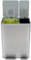 Simpli-Magic 60 Liter / 16 Gallon Rectangular Hands-Free Dual Compartment Recycling Kitchen Step Trash Can with Soft-Close Lid, Brushed Stainless Steel (38L x 22L Capacity)