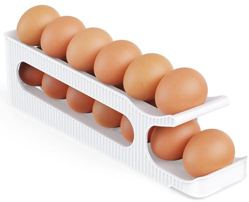 Eierhalter Kühlschrank Organizer, Automatisches Rollen Platzsparend Eier Aufbewahrung, Eierhalter für Kühlschrank, Küche - 1 Stück, Egg Holder