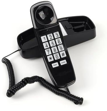 Landline Wall Corded Phones for Home, Corded Phones Landline, Landline Phones with Senior-Friendly Large Buttons, Wall Phone with Adjustable Loud Volume & Lighted Buttons, Durable Basic Design (Black)