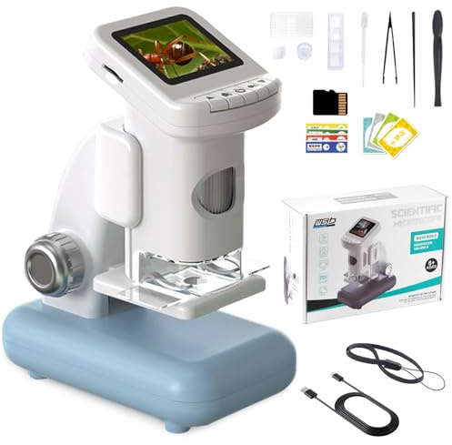 Kids Handheld Mini Microscope, Digital Microscope, 2 Inch Screen Microscop e with 120X-1200X Magnification, 1080P Coin Microscopes with 6 Adjustable LED Light, 32G Card Microscopes for kids