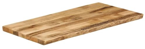 Eleganz Massive Tischplatte mit Baumkante 100x60x2,5 cm aus rauem Mangoholz - Natürliches Finish für rustikale Einrichtung