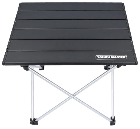 TOUGH MASTER Folding Camping Table with Aluminium Top, Lightweight Portable Picnic Table with Storage Bag Size S 40x35x32cm Ideal for Beach Fishing Hiking BBQ Camping Picnic