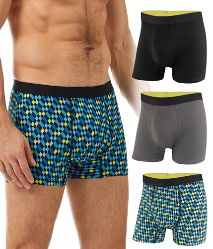 BEENIUBEE Incontinence Pants for Men,50ML Absorbent Washable Incontinence Boxers Brief for Men, Reusable Leakproof Boxer Underpants,Underwear Trunks 3 Pack(Multicolor01,M)