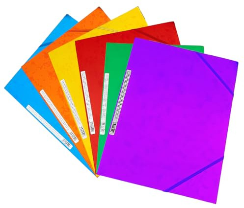 VEOIRXU 6 Pièces Porte-Documents A4 Fermeture Élastique Fermeture par Bande Élastique Chemise à Coins en Plastique Robuste et Durable Porte-Documents A4 pour Bureau et l'École (3 Couleurs)