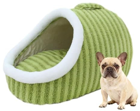 Warm Nest Bed, Soft Cozy Pet Cave with Removable Cushion, Non-Slip Washable Soft Slipper Cave for Small and Medium Pets (Green, Medium)