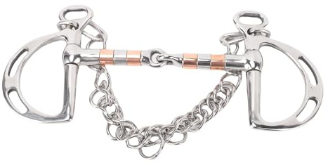 FILFEEL Broca Ranurada de Acero Inoxidable con Boca Articulada Hueca y Anillos de Cadena Dobles para un Mayor Control - Ideal para Doma, Salto y Entrenamiento Diario - Ancho de Boca de 5 Pulgadas