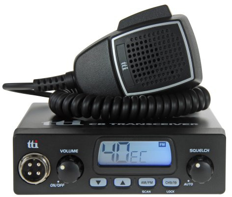 TTI Radio CB TCB-550 N avec Silencieux Automatique, Gain RF, Verrouillage du Clavier, Tous, Prise Allume-Cigare Incluse Noir