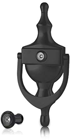 XFORT® Battente per porta a urna vittoriana con visualizzatore di porte nero, eleganti mobili per porte d'ingresso con un design classico d'epoca, che avvertono i visitatori