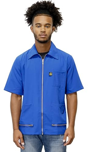 King Midas Professional Barber Jacket for Men - Ultra Lightweight Short Sleeve barber smock - Water Resistant Hair Cutting Jacket for Barbers and Stylists -2X